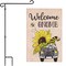 G128 Combo Pack: Garden Flag Stand Black 36 in x 16 in & Garden Flag Spring Decoration Welcome Gnome Sunflower Car 12"x18" Double-Sided Burlap Fabric
